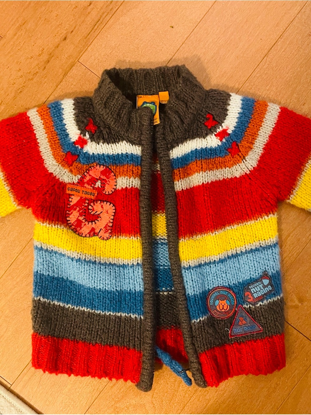 Kids Multicolor Striped Knit Zip Sweater Jacket
